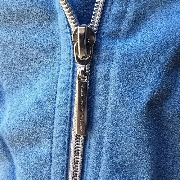 Allison Daley Blue Vegan Suede Jacket - Picture 4 of 13